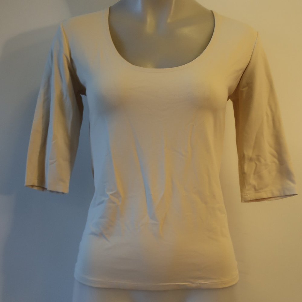 Womens Only Hearts N.Y.C. Helena Stuart Beige 3/4 Sleeves Top M *